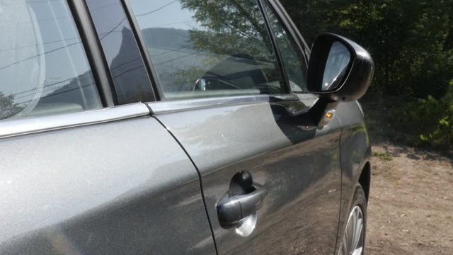  Slow motion unlocking car door with wireless key FullHD video