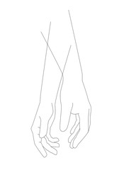 Hands, vector image. Linear graphics, contemporary art