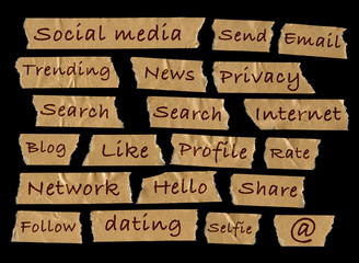 adhesive tape brown paper for graphics and retouching, on black background