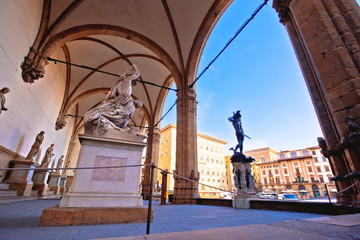 Piazza della Signoria in Florence square landmarks and statues view