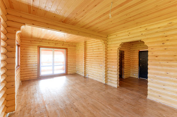 Russia, Moscow- September 10, 2019: interior room apartment modern bright cozy atmosphere. beautiful designer country house with wooden elements