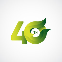 40 Th Anniversary Celebrations Green gradient Vector Template Design Illustration