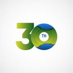 30 Th Anniversary Celebrations Green Blue gradient Vector Template Design Illustration