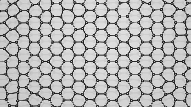 Graphene network , hexagon lattice structure  white background with subtle drop shadows. Slow undulating movement . 3d animation