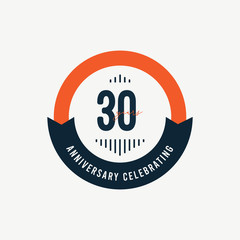 30 Th Anniversary Celebrations Retro Orange Vector Template Design Illustration
