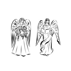 Woman angel with wings, with a biblical symbol, decor for Christmas, Easter and other religious holidays