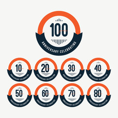 100 Th Anniversary Celebrations Retro Orange Vector Template Design Illustration