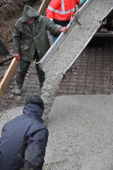 Concrete cement delivery foundations workers