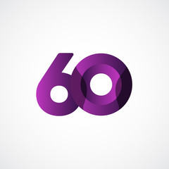 60 Years Anniversary Celebrations Purple Vector Template Design Illustration