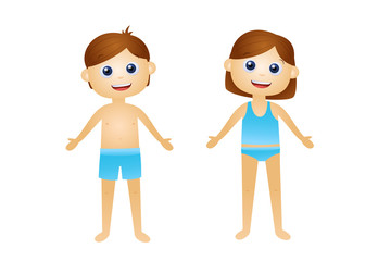 Cartoon kids in underwear vector illustration