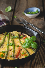 Frittata. Italian omelet with asparagus and bell pepper