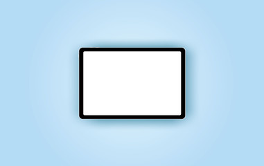 Realistic Tablet computer with blank white screen isolated on blue background.Creative paper cut and craft style.Mock up Responsive screens to display your mobile web site design for text. vector