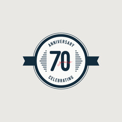70 Years Anniversary Celebrations Retro Circle Vector Template Design Illustration