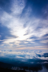 Nice image as a background of cloudy sky in high mountains for nature background.
