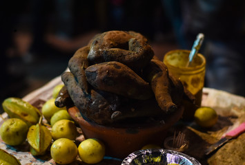 Indian delicious street food on a indian food market in Delhi, Indian Food 