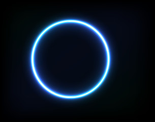  Blue neon circle. Glowing ring for your advertisement. © Sanvel