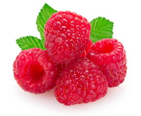 Fresh raspberry on white background