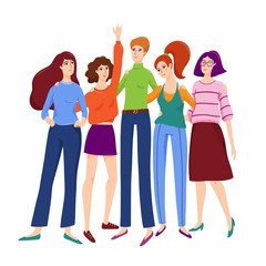 Fototapeta premium friend, woman, girl, friendship, hug, portrait, stand together, character, female, cartoon, flat, vector, illustration, isolated, happy, casual, beautiful, adult, caucasian, white, background, person,