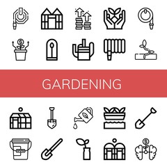 gardening simple icons set