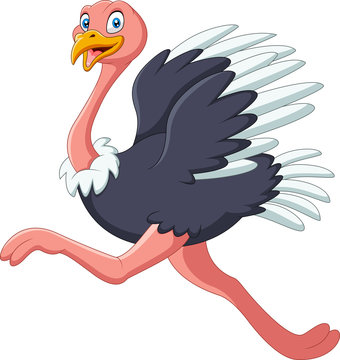 A cute cartoon ostrich running