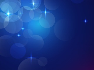 Beautiful stars and bokeh light with gradient dark blue color background