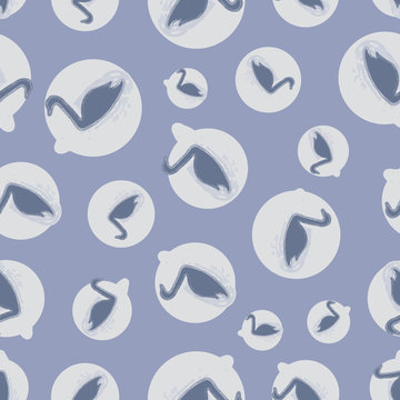 Vintage blue swan background seamless pattern print design
