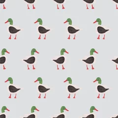 Tapeten Vintage colored duck background seamless pattern print design © Doeke