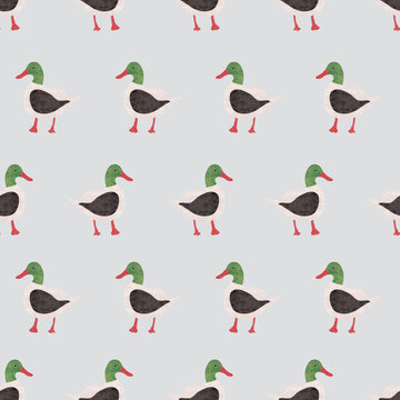 Vintage colored duck background seamless pattern print design