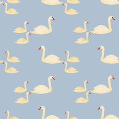 Vintage white swan background seamless pattern print design
