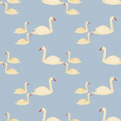 Foto auf Alu-Dibond Vintage white swan background seamless pattern print design © Doeke