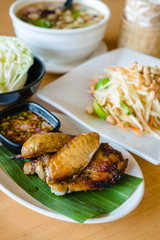 Grilled Chicken For Papaya Salad Combination (Thai Food)`