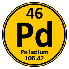 Periodic table element palladium icon.