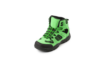 men's winter boots green for expeditions of travel isolated the a white background
