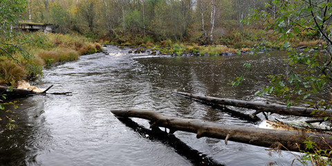 Autumn fishing in Karelia, nature and landscapes of Karelia. Beautiful panorama.