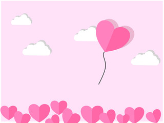 Obraz na płótnie Canvas Heart balloon floating on cloud background
