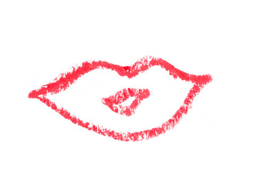 Lips shape  liner pencil  on white background- Image