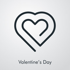 Día de san Valentín. Icono plano lineal nudo en forma de corazón en fondo gris