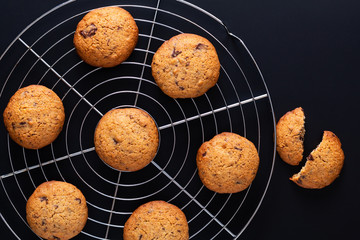 Food concept fresh bake Homemade organic Whole grains and wheat bran butter cookies with copy space