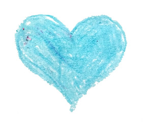 blue pastel texture heart made of paper isolated on white background, concept Mother's day, Valentine's day, Birthday