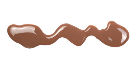 Chocolate milk puddle, drops isolated on white background, top view