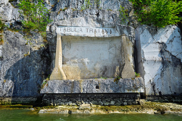 Ancient roman sign Tabula Traiana ad Danube gorge in Serbia
