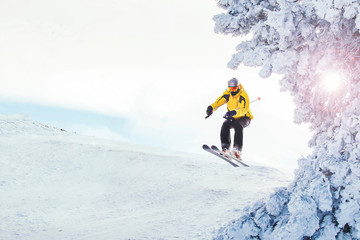 Skier in the mountains. 