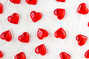 Background of many red hearts for Valentines day on white background