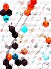 color geometric block pattern background polygonal style ,LED light color dot style graphic ,  paint like illustration background of spiral fractal geometric modern