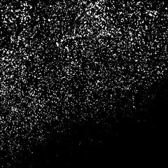 White Grainy Texture Isolated On Black Background. Dust Overlay. Light Coloured Noise Granules. Snow Vector Elements. Digitally Generated Image. Illustration, Eps 10.