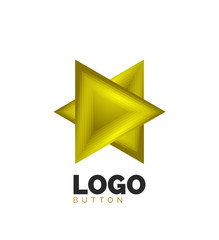 Triangle icon geometric logo template. Minimal geometrical design, 3d geometric bold symbol in relief style with color blend steps effect. Vector Illustration For Button, Banner, Background