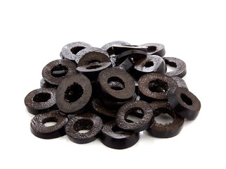 Black olives  slices  isolated on white background