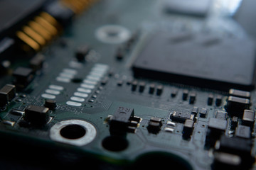 constituent elements of the chip. macro photography