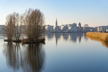 Phoenixsee im Winter, Hörde, Dortmund, Ruhrgebiet, Nordrhein-Westfalen, Deutschland, Europa