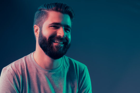 Neon Portrait Of A Young Attractive Man